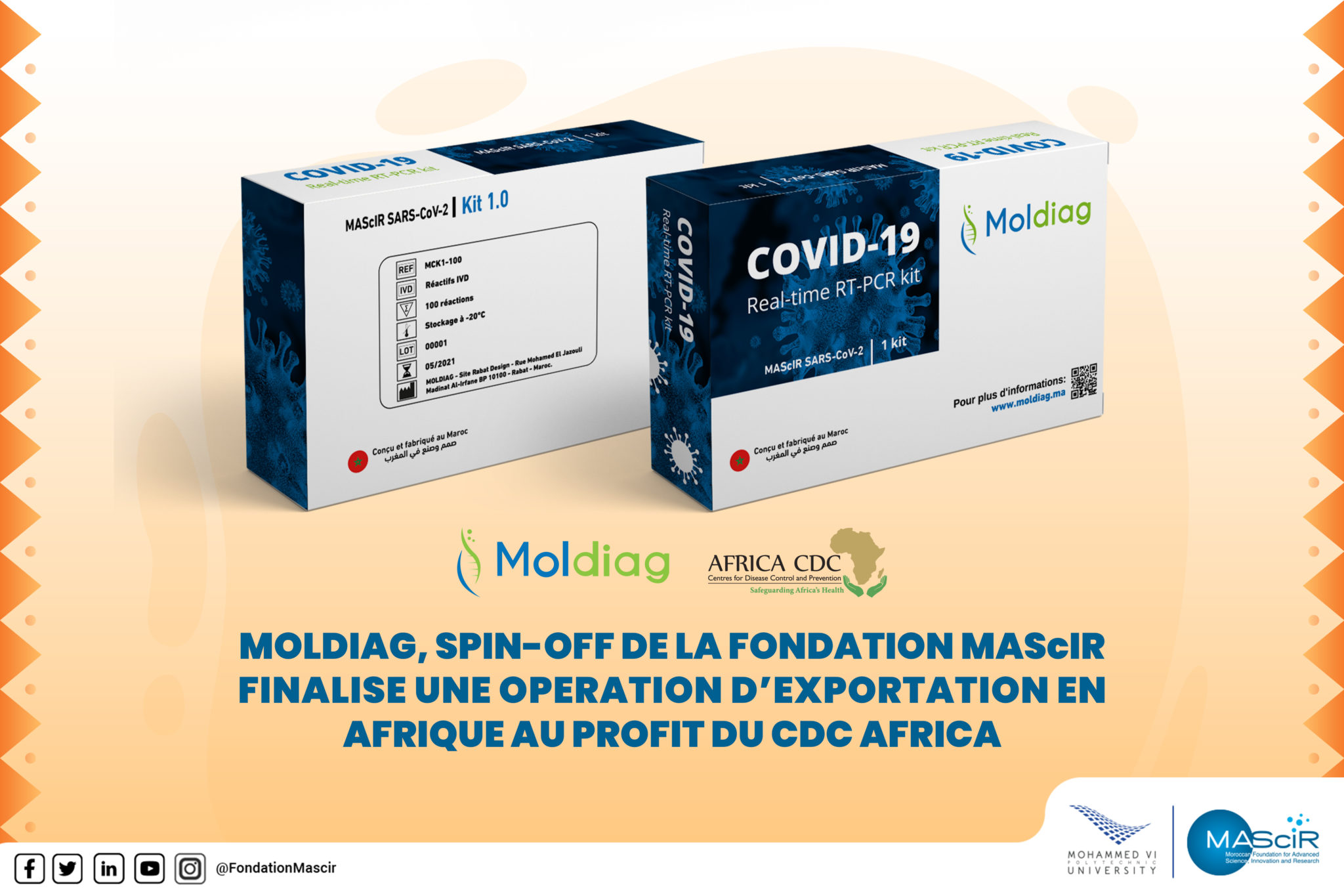 MOLDIAG, SPIN-OFF OF THE MASCIR FOUNDATION FINALIZES AN EXPORT TRANSACTION IN AFRICA FOR THE BENEFIT OF CDC AFRICA